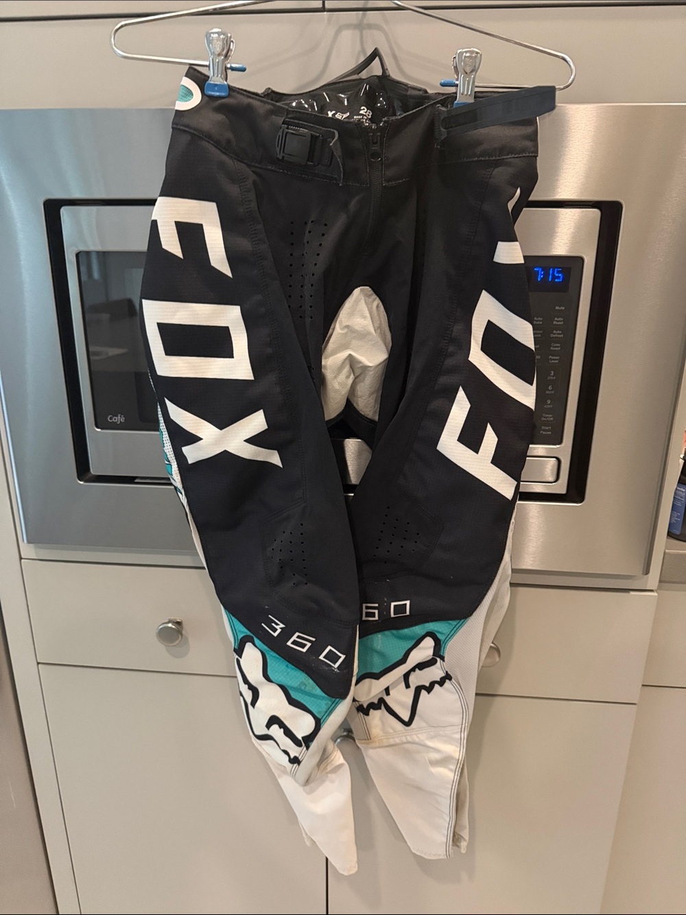 Fox Black White Teal Motocross Pants
